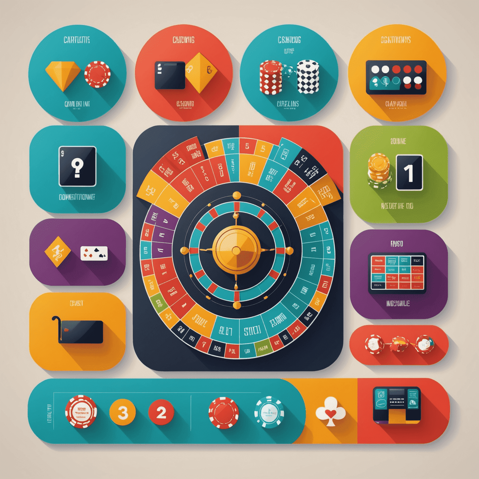 Animated infographic showing the steps to participate in a casino tournament, with colorful icons representing each step